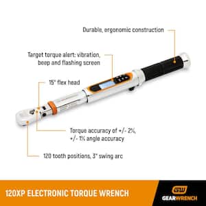 3/8 in. Drive 120XP Flex Head Electronic Torque Wrench with Angle (10 ft./lbs. to 100 ft./lbs.)