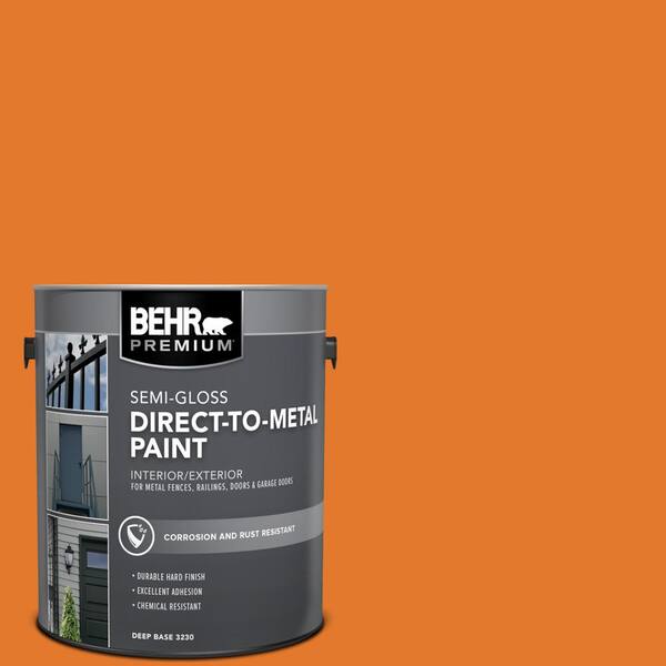 BEHR PREMIUM 1 gal. #OSHA-3 OSHA SAFETY ORANGE Semi-Gloss Direct to Metal  Interior/Exterior Paint 323001 - The Home Depot