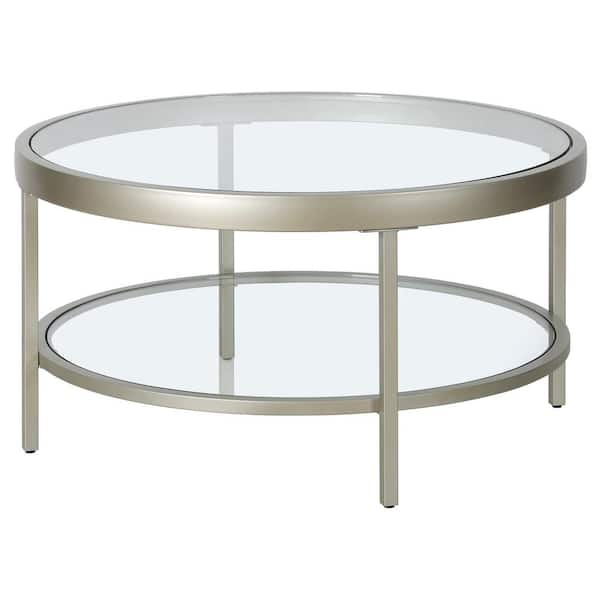 glass and nickel coffee table