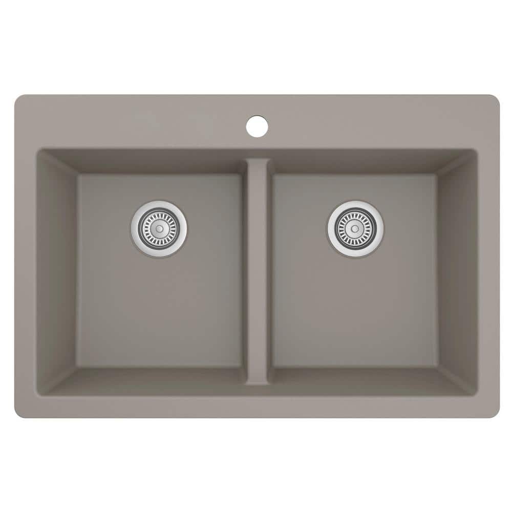 Concrete Quartz 33'' Double Bowl Farmhouse Kitchen Sink