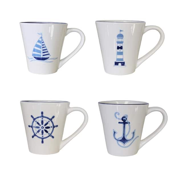 Euro Ceramica Ahoy 4-PieceAssorted Mug Set