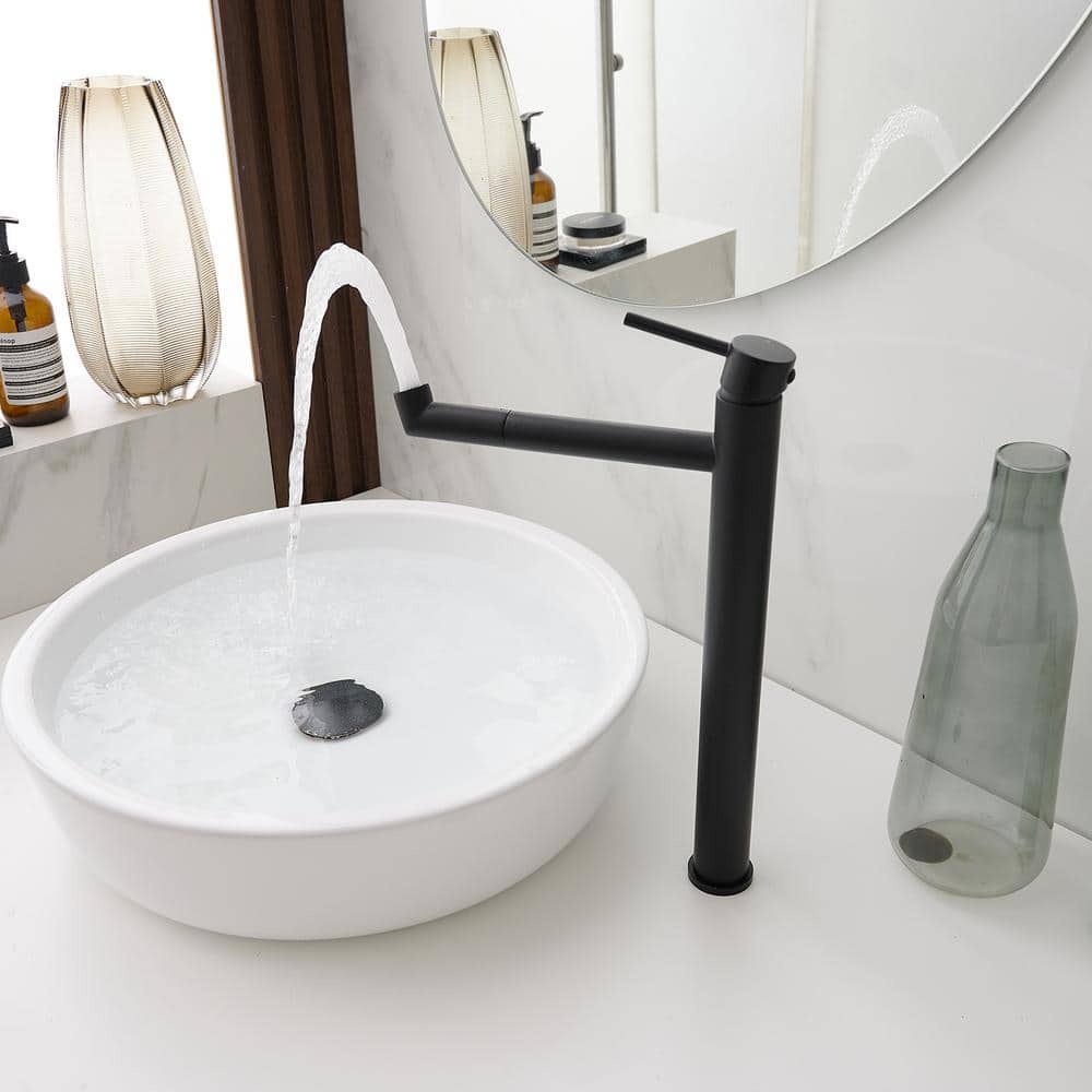 Matte Black Single Handle Vessel Sink Faucet