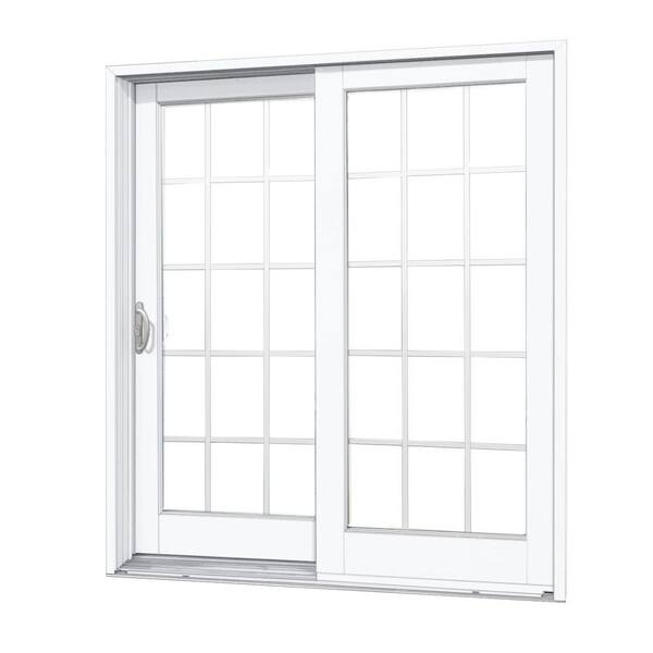 MP Doors 60 in. x 80 in. Smooth White Left-Hand Composite Sliding Patio Door with 15-Lite SDL