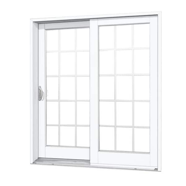 MP Doors 72 in. x 80 in. Smooth White Left-Hand Composite PG50 Sliding Patio Door with 15-Lite GBG