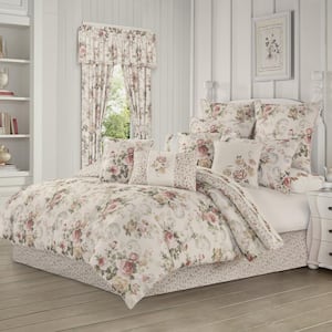 4-Pieces Chablis Rose Gold Polyester Queen Comforter Set