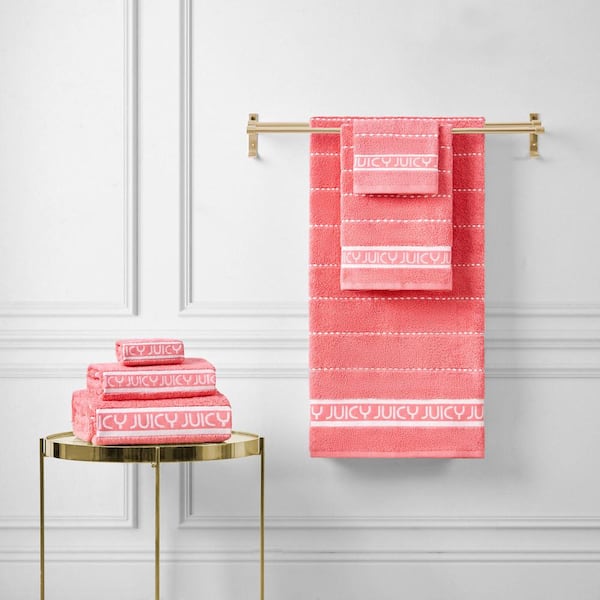 Juicy Couture Towel Set 4 White Gold Stripe 2024 Home Bathroom Shower