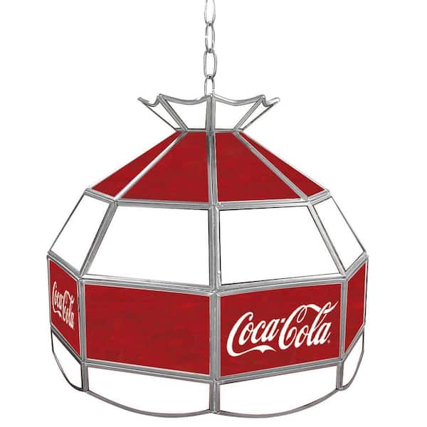 Trademark Global Coca Cola 16 in. Stained Glass Billiard Hanging Tiffany Light