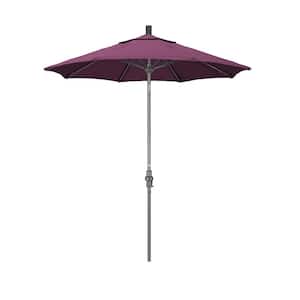 7.5 ft. Grey Aluminum Market Collar Tilt Crank Lift Patio Umbrella in Iris Sunbrella