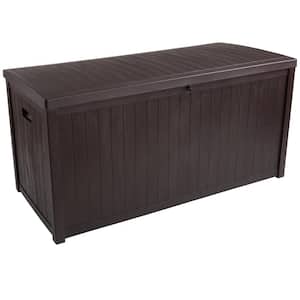 113 Gal. 49.2 in. L x 22 in. W x 24.2 in. H Fade-Resistant Brown Resin Deck Box