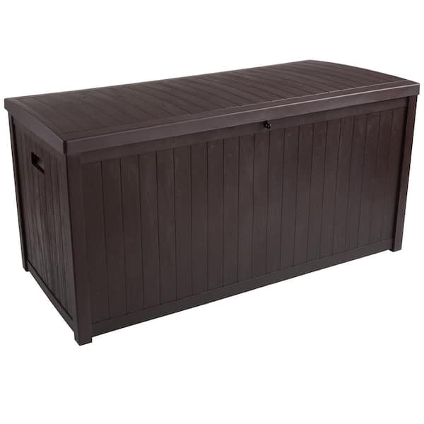 Pure Garden 113 Gal. 49.2 in. L x 22 in. W x 24.2 in. H Fade-Resistant Brown Resin Deck Box