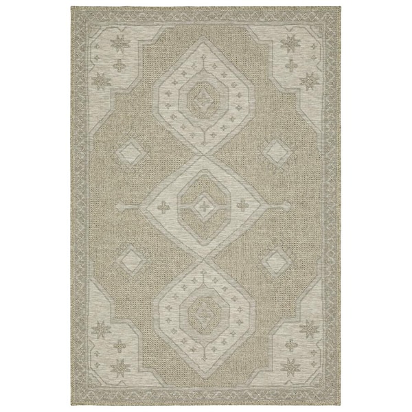 Thrasher Beige 8 ft. x 10 ft. Geometric Medallion Polypropylene Indoor/Outdoor Area Rug