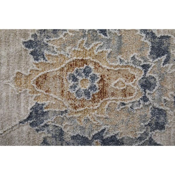 5 ft. x 8 ft. Ivory, Taupe, Blue Abstract Area Rug