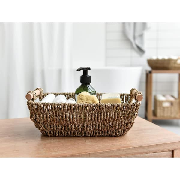 Wicker Rectangular Toilet Paper Basket in Straw Color. Toilet