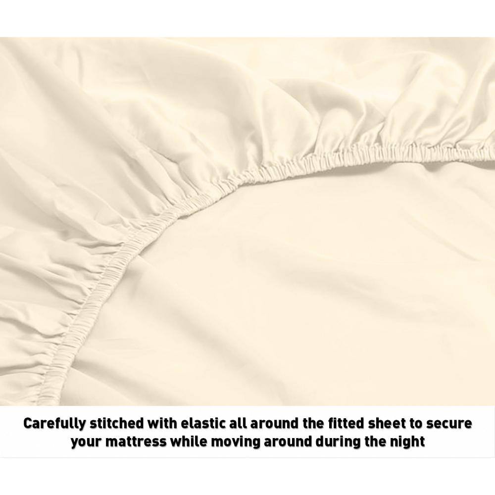 Ivory Queen Microfiber Embroidered Deep Pocket Sheet Set