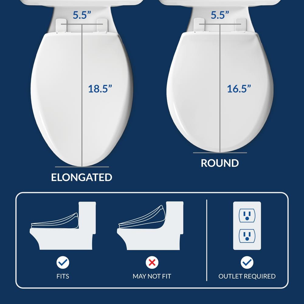 White Elongated Smart Bidet Toilet Seat with Remote