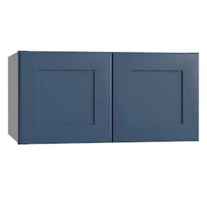 Newport Blue Painted Plywood Shaker Assembled Wall Kitchen Cabinet Soft Close 30 in W x 24 in D x 12 in H