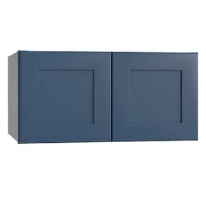 Newport Blue Painted Plywood Shaker Assembled Wall Kitchen Cabinet Soft Close 36 in W x 24 in D x 18 in H