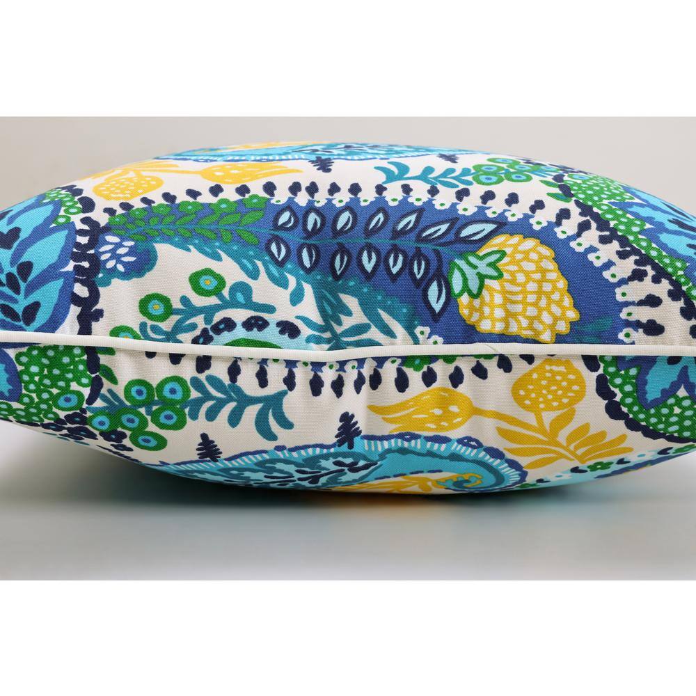 Amalia Blue and Green Paisley Rectangular Outdoor Lumbar Pillow Set