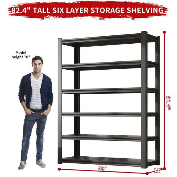 Tileon 82 in.H 6-Tier Metal Shelves, 2400LBS Heavy Duty Storage