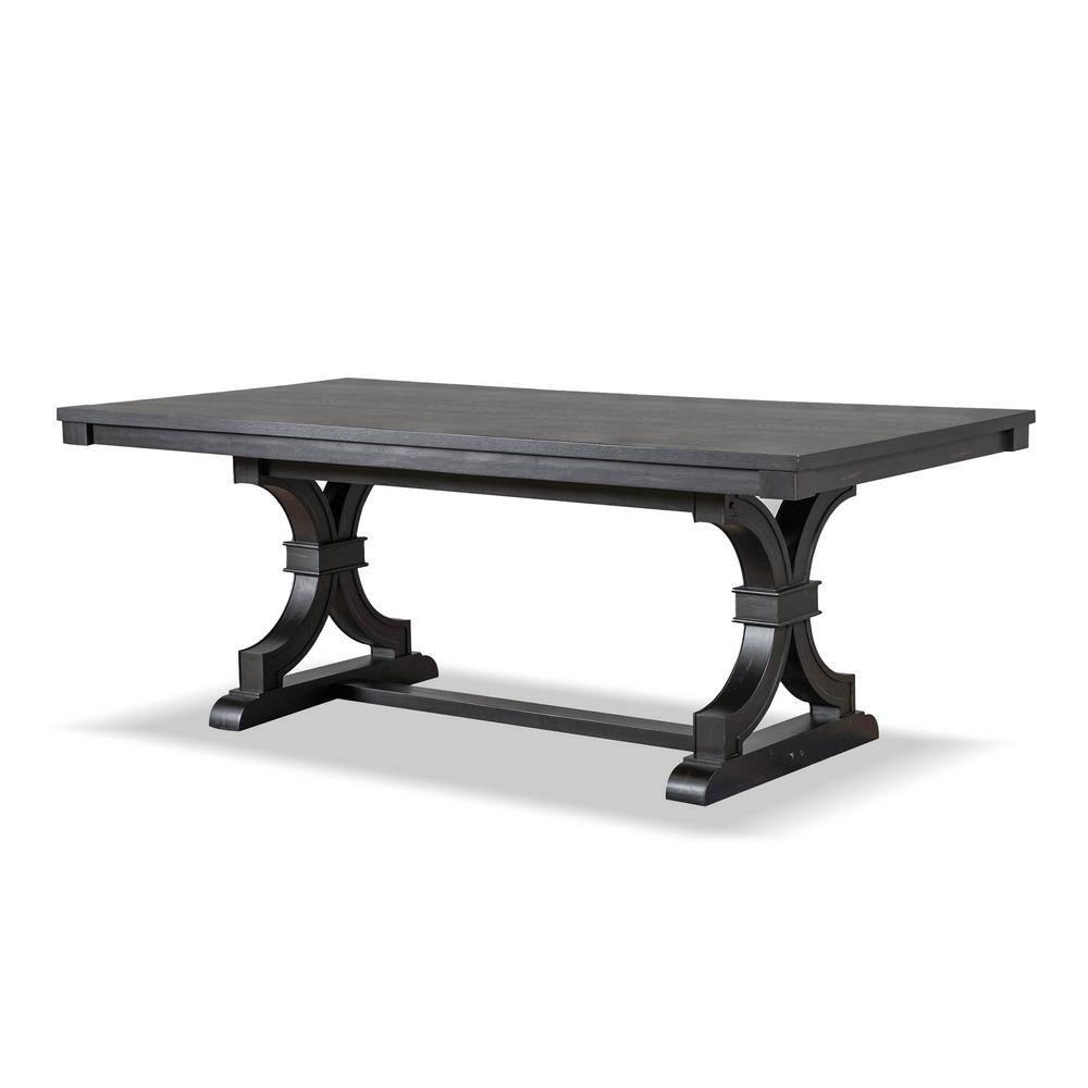 Black Solid Wood Farmhouse Rectangular Dining Table, 79"