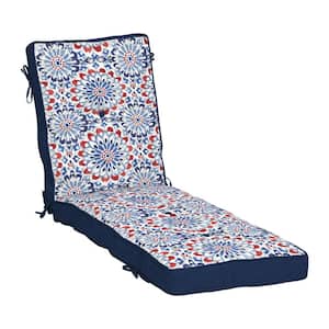 Plush PolyFill 22 in. x 76 in. Outdoor Chaise Lounge Cushion in Clark Blue