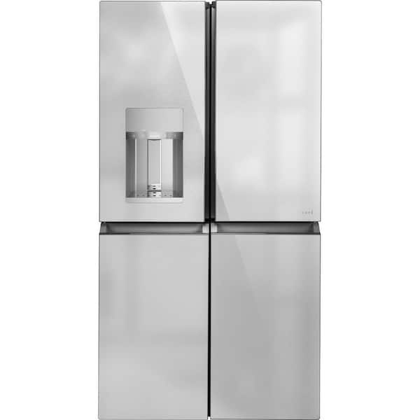 Cafe 27.4 cu. ft. Smart 4-Door Quad French Door Refrigerator in Platinum Glass, ENERGY STAR