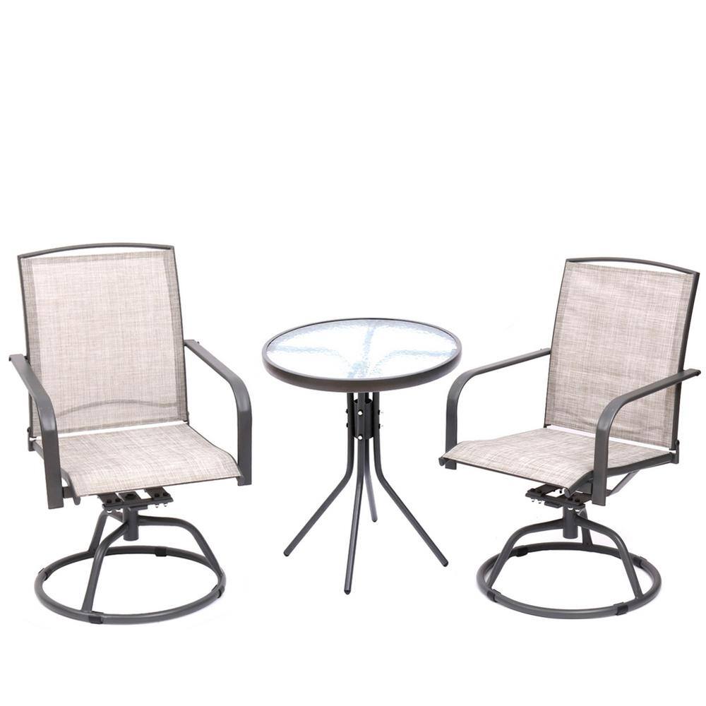 3-Pieces Cream Steel Outdoor Serving Bar Set and Outdoor Dining Set with 1 Patio Table and 2 Chairs price history on PriceWatchPro