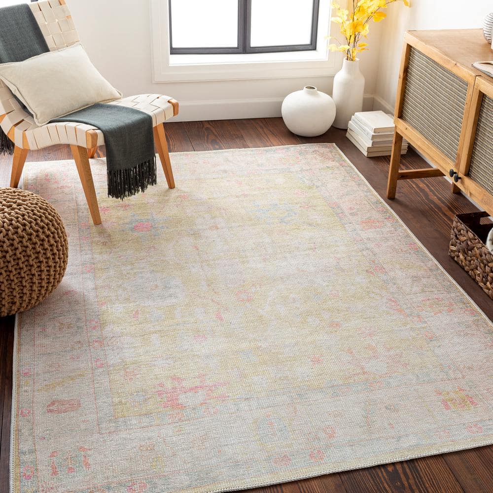 Vintage Washable Synthetic Rug - 6'7" x 9', Multicolor