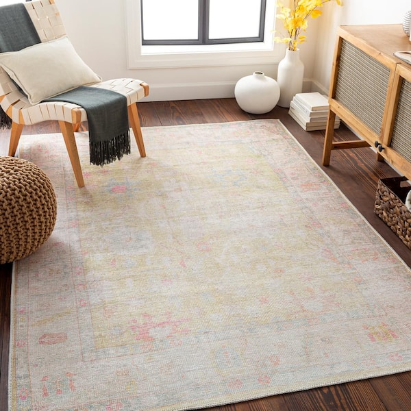 Hartwell Green 8 ft. x 10 ft. Traditional Indoor Machine-Washable Area Rug