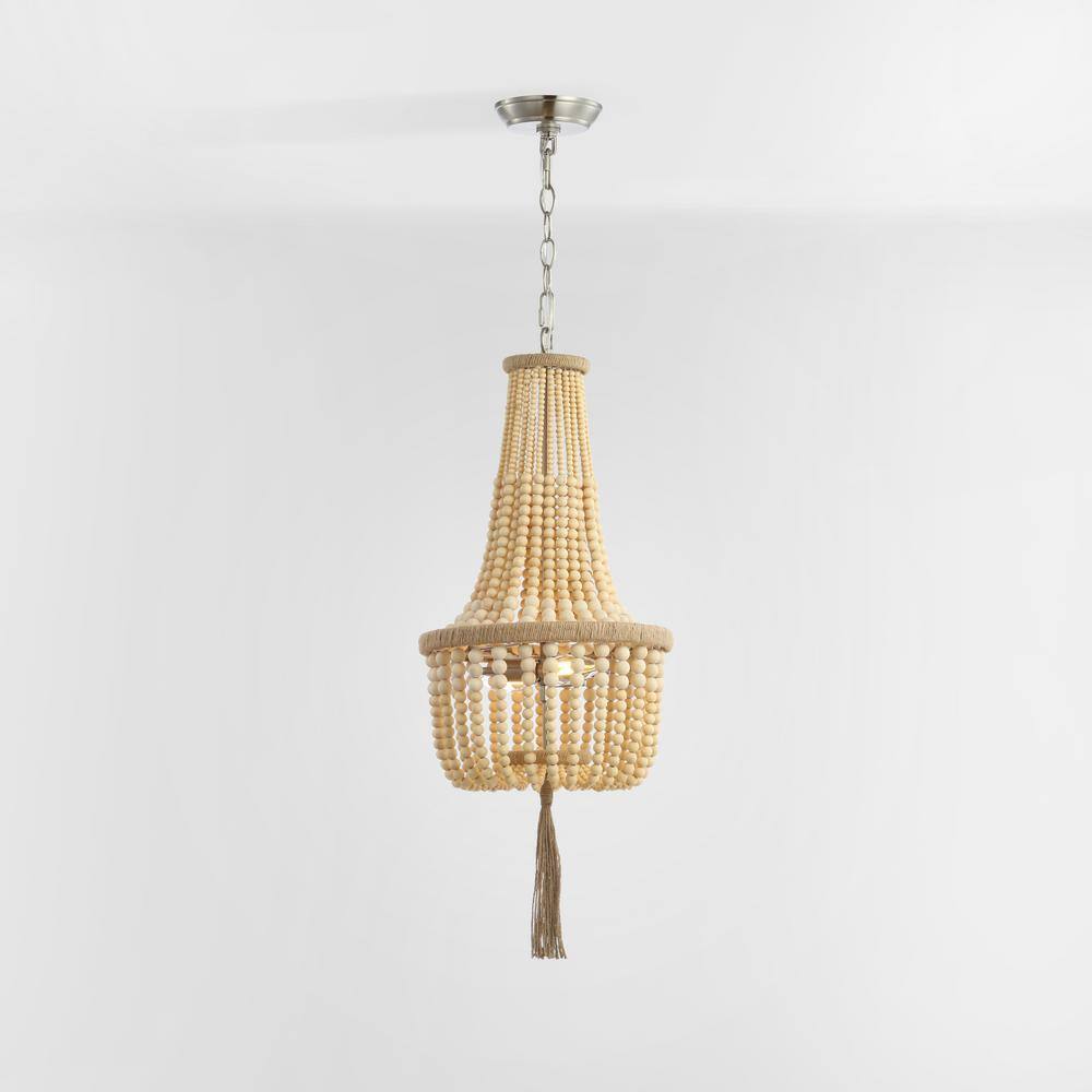 Bohemian Light Wood Beaded Empire Chandelier
