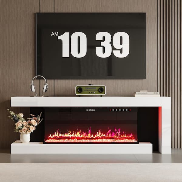 FUFU&GAGA White TV Stand Entertainment Center Fits TVs up to 75 in