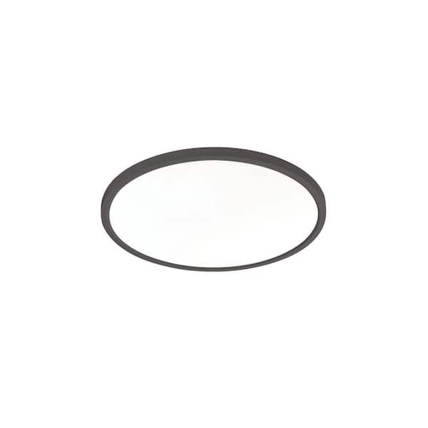 Edge Round Large 16 in. 1-Light Black Outdoor Integrated LED Flush Mount