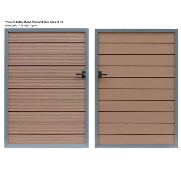 3-2/3 ft. x 5-1/6 ft. Mocha Assembly Required WPC Composite Fence Gate Kit with Keyed Lock (Gate Post not Included)