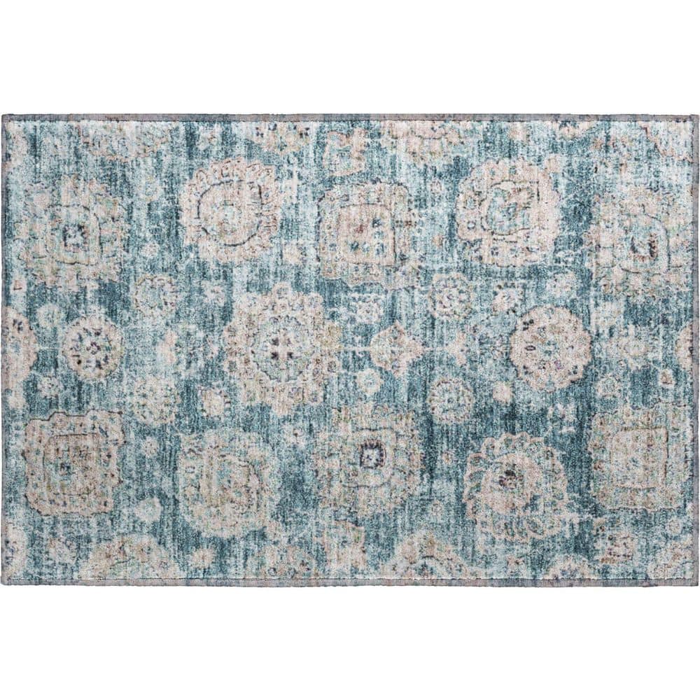 Mayfield Premium Machine Washable Indoor/Outdoor Geometric AMF634 Teal 1 ft. 8 in. x 2 ft. 6 in. Area Rug price history on PriceWatchPro