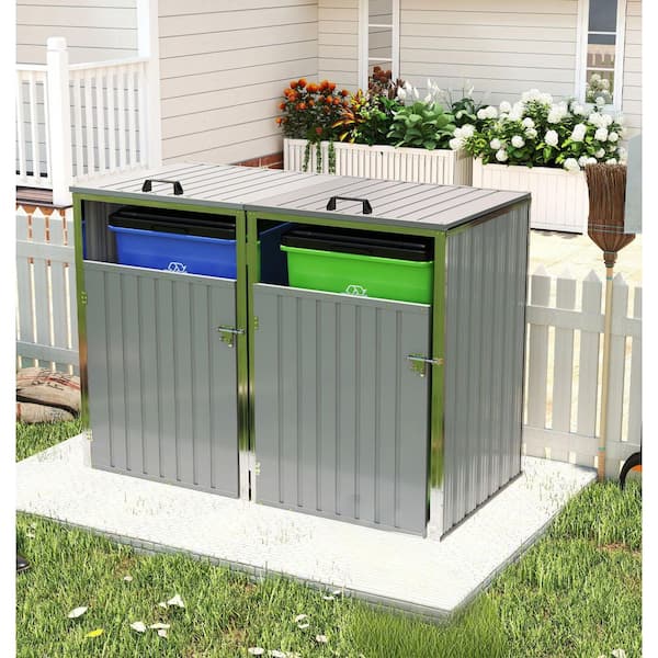 IALTRUISTIC 5.25 ft. W x 2.67 ft. D Metal Garbage Bin Shed Stores