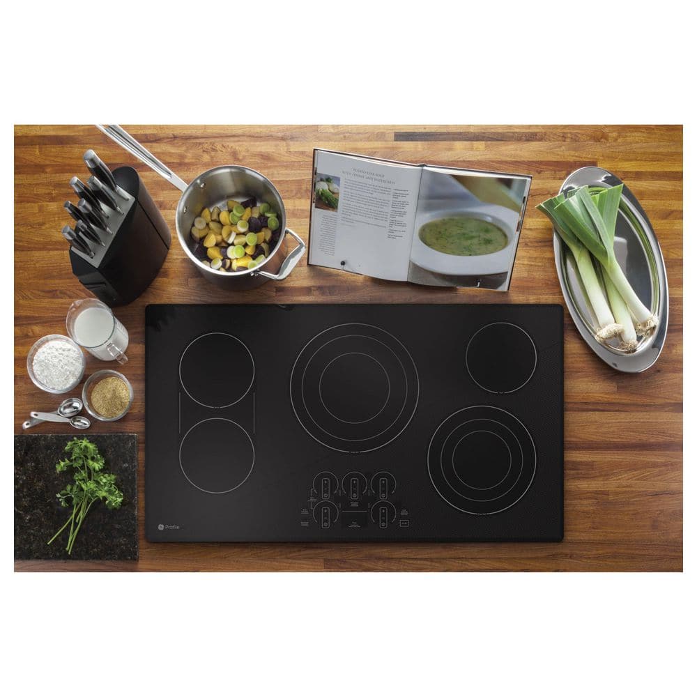36" Black Ceramic Glass Electric Cooktop with 5 Burners