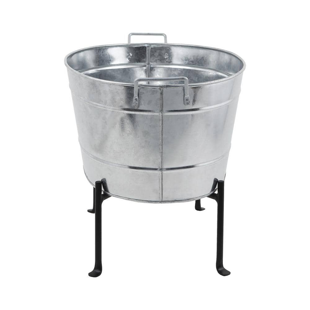 24" Galvanized Steel Oval Tub with Folding Stand