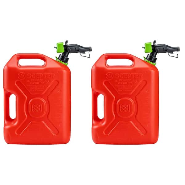 Scepter Smart Control Dual Handle Diesel 5-gal. Gas Container Jug in Red (2-Pack)