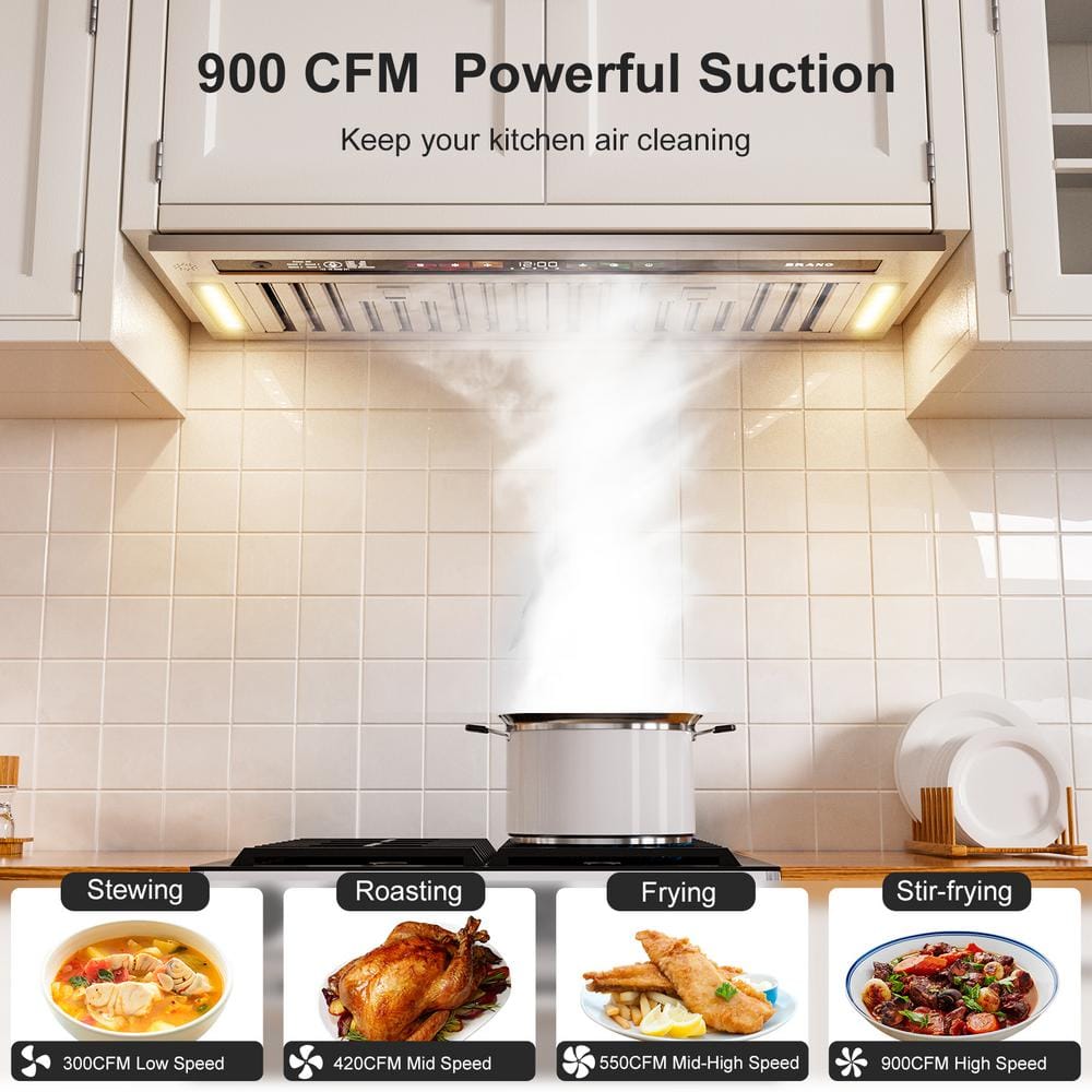 36-Inch Stainless Steel Convertible Range Hood with Charcoal Filter