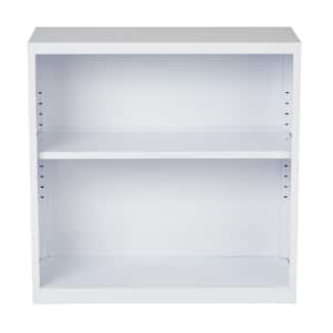 28 in. White Metal 2-shelf Standard Bookcase with Adjustable Shelves