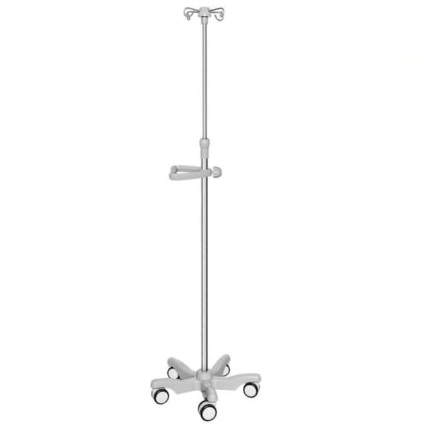 47 in. to 85 in. IV Pole with Wheels and 4 Hooks, IV Bag Stand with Removable IV Bag Holder