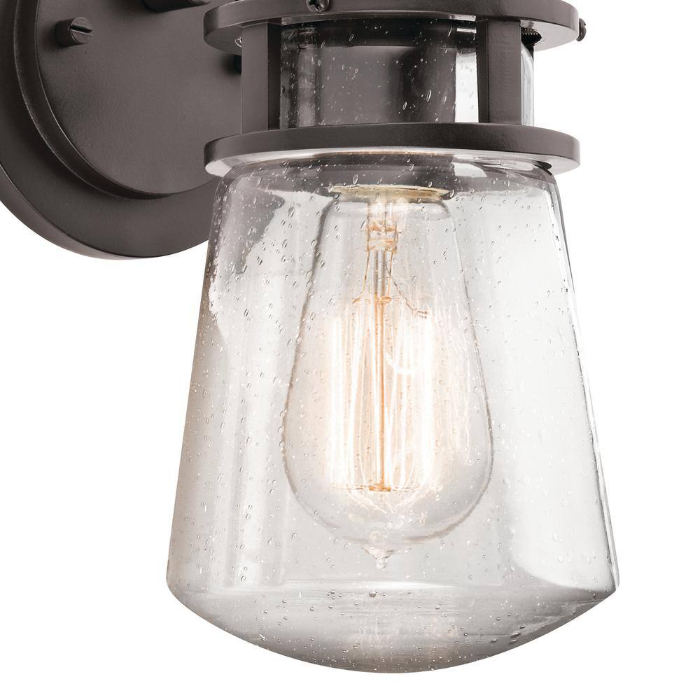 Lyndon 11.25" Bronze and Clear Seeded Glass Wall Sconce