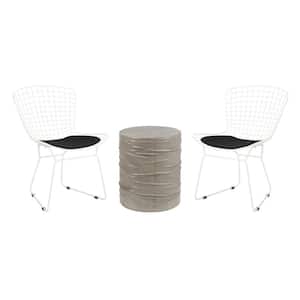 Banton White and Light Gray 3-Piece Metal Outdoor Patio Conversation Set with Black Cushions