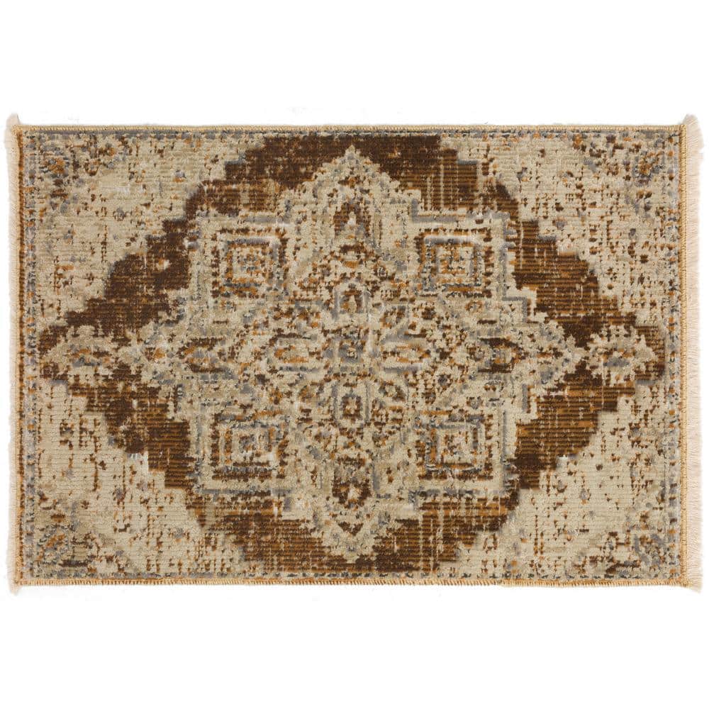 Addison Rugs Freya 1 Walnut 2 ft. x 3 ft. Vintage Medallion Indoor Area ...
