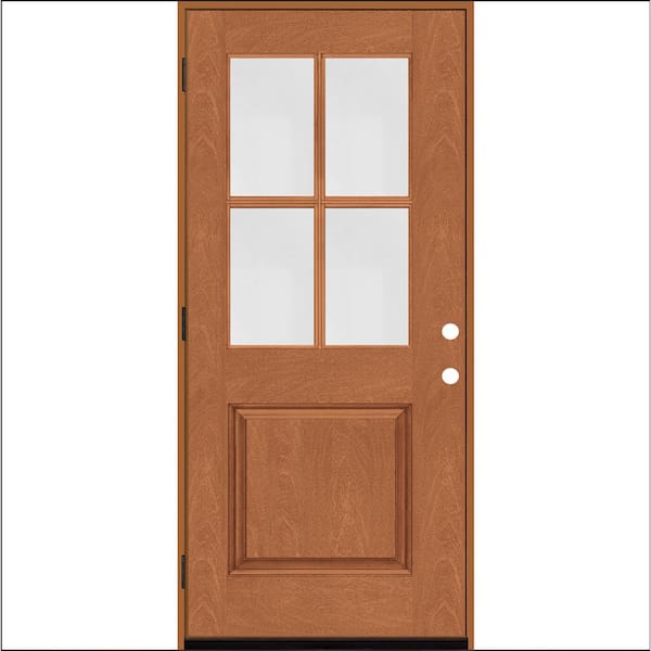 Steves & Sons Regency 36 in. x 80 in. 1/2-4 Lite Clear Glass RHOS Autumn Wheat Stain Mahogany Fiberglass Prehung Front Door
