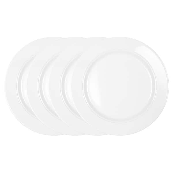 Q Squared Diamond 4-Piece Traditional White Melamine Outdoor Dinner Plate Set