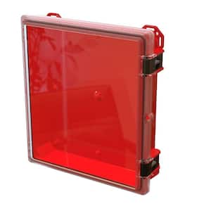 17.8 in. L x 16.3 in. W x 4 in. H Polycarbonate Clear Hinged Latch Top Cabinet Enclosure with Red Bottom