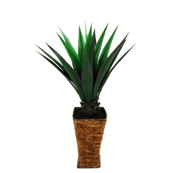 null 48 in. Giant Agave in a Tapered Basket with Faux Dirt