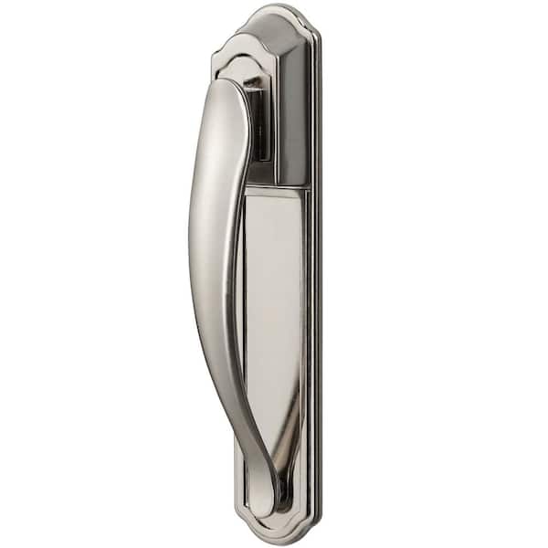 IDEAL SECURITY Satin Nickel Storm and Screen Door Pull Handle Set with Back Plate