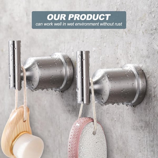 Stainless Steel Bathroom Hook Wall Mount J-Hook Robe/Towel Hook with Rust Resistant in Brushed Nickel (2-Pack)